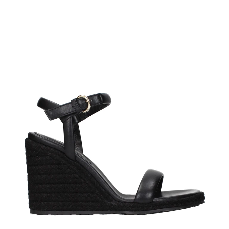 Gianvito Rossi Black Leather Wedge Sandals - Women