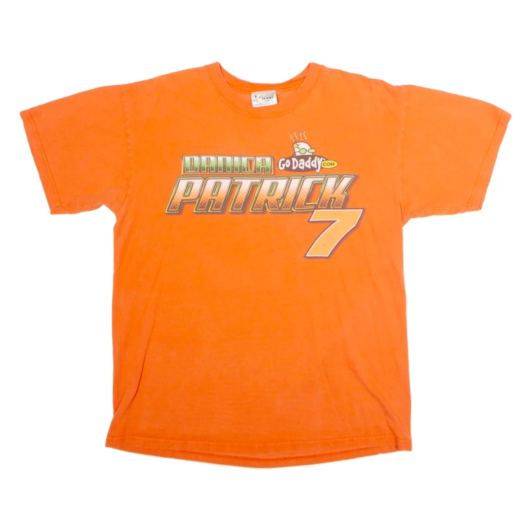 CHASE AUTHENTICS Danica Patrick #7 GoDaddy NASCAR Racing Mens T-Shirt Orange USA L