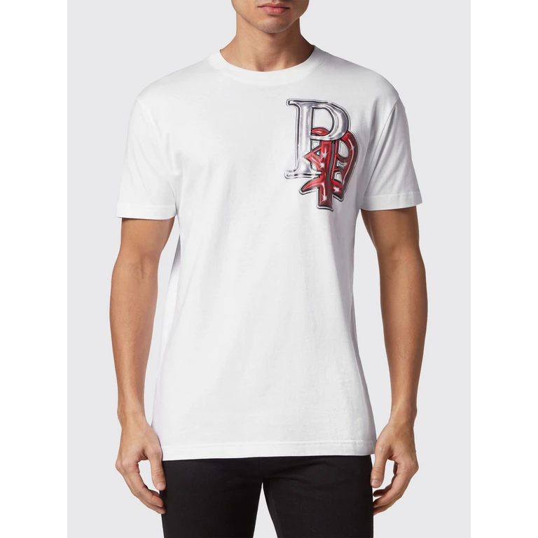 Cotton T-shirt with Graphic Print and Contrast Back Logo (PADCMTK6777PJY002N01)