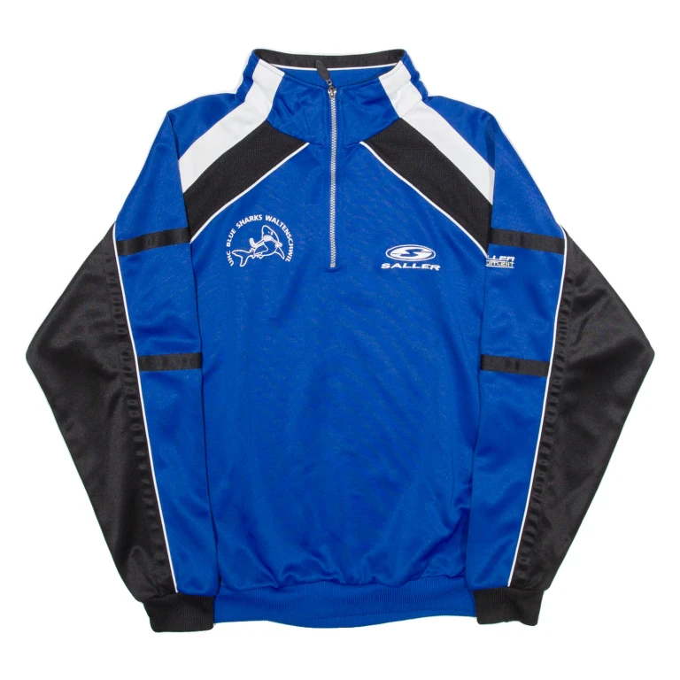 SALLER Blue Sharks Training Mens Sweatshirt Blue 1/4 Zip XL