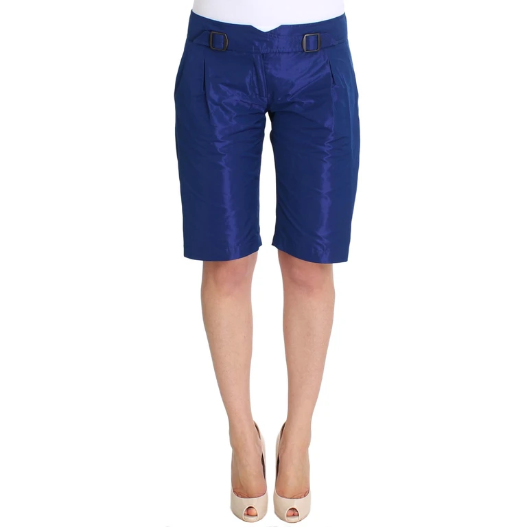 Blue Above Knees Bermuda Shorts Polyester - Women