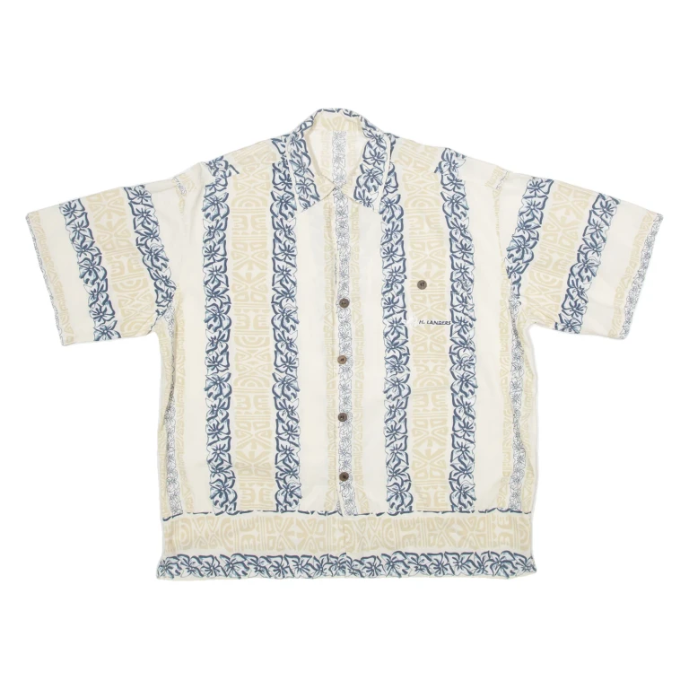 Mens Shirt Cream Floral 2XL