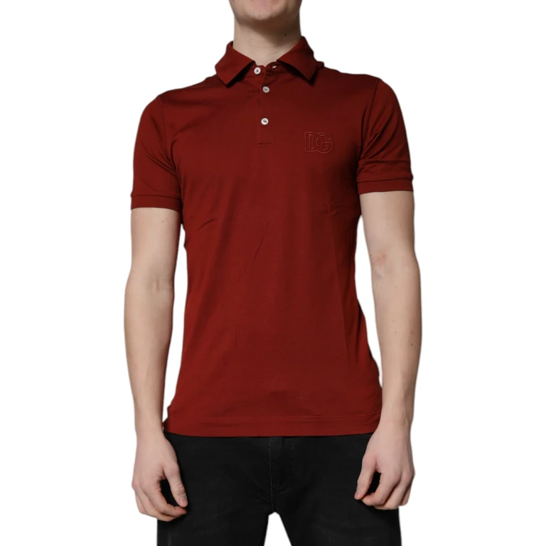 Dolce & Gabbana Red Cotton Dg Logo Collared Men Polo T-Shirt - Men