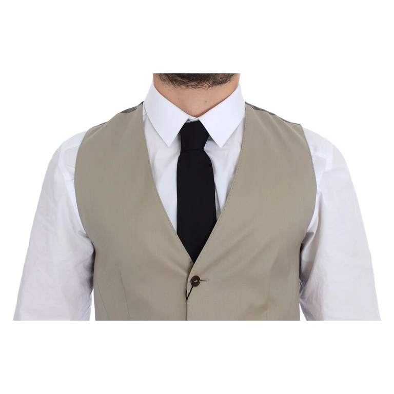 Dolce & Gabbana Beige Cotton Dress Vest Blazer Jacket - Men