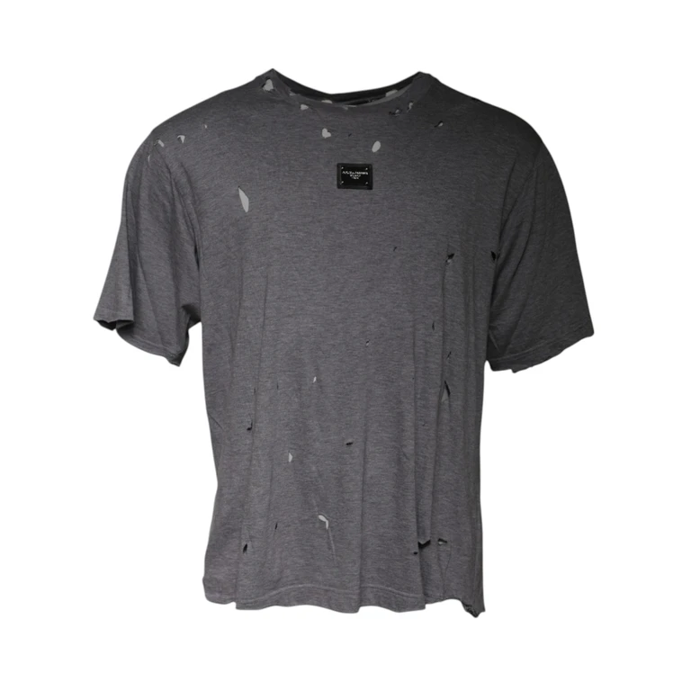 Dolce & Gabbana Gray Logo Crew Neck Short Sleeves T-Shirt Cotton - Men