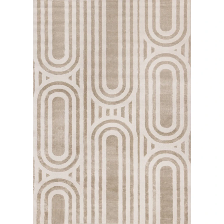 Leo Beige and Cream Arches 8 x 11 Area Rug