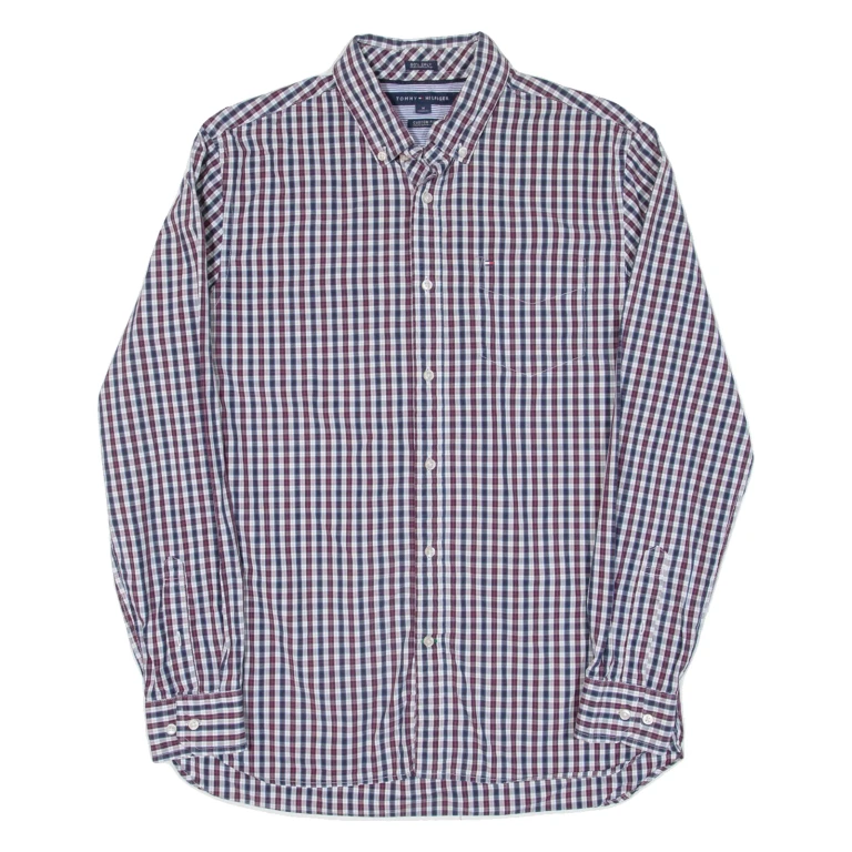 TOMMY HILFIGER Custom Fit Mens Shirt Red Check Long Sleeve M