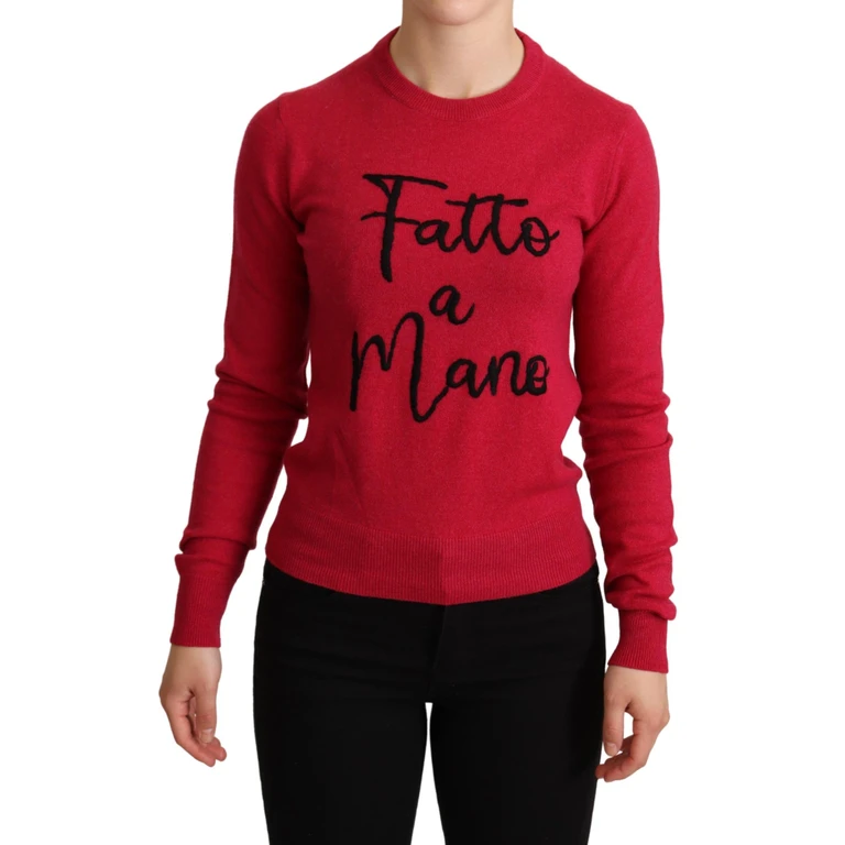 Dolce & Gabbana Pink Embroidered Cashmere Wool Pullover Sweater Virgin Clothing - Women