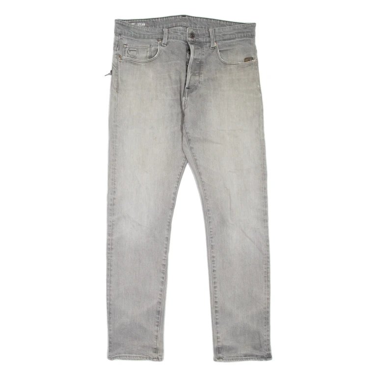 G-STAR Steam Mens Jeans Grey Regular Tapered Stone Wash W33 L32