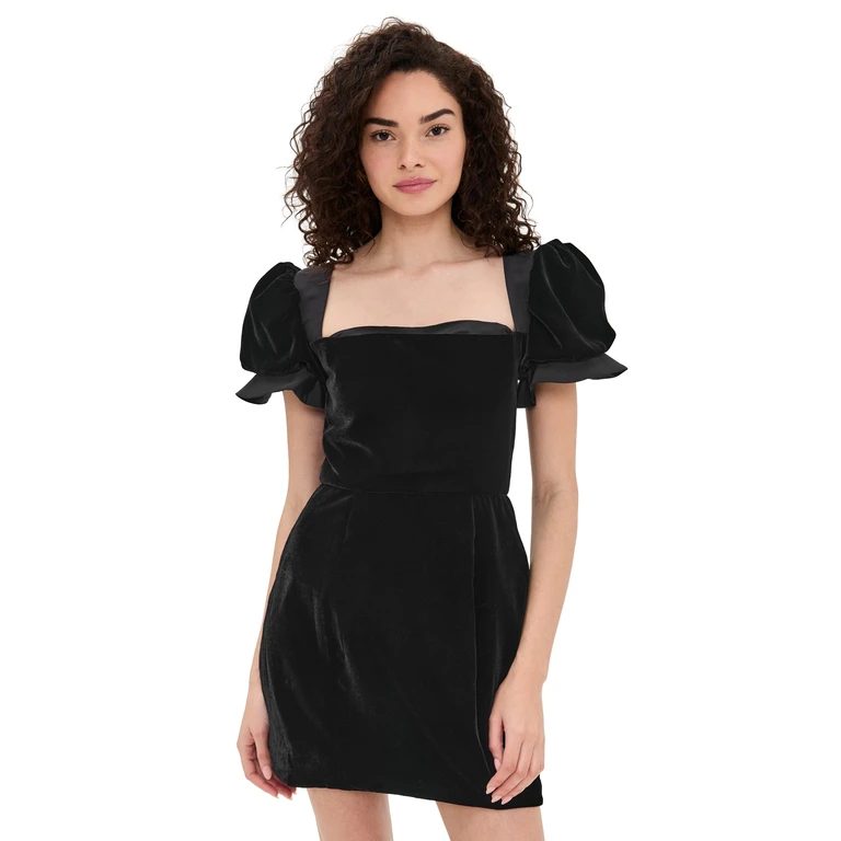 Damaris Bailey Rose Velvet Mini Dress Black Velvet L