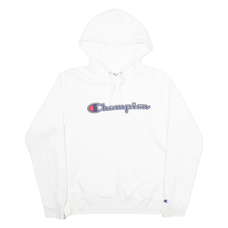 CHAMPION Mens White Hoodie USA M
