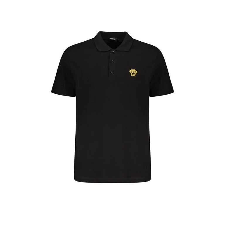 Black Cotton Polo Shirt - Men