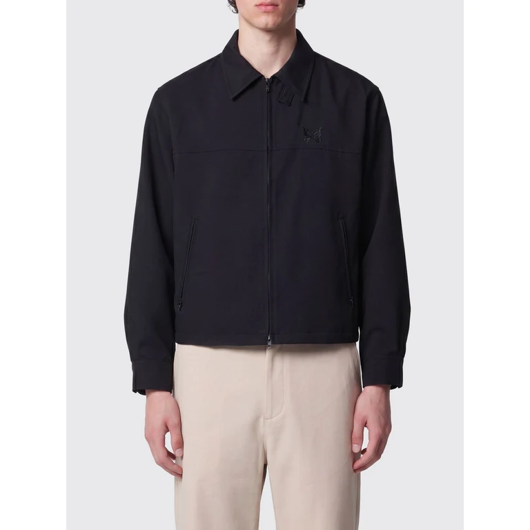 Wool-Blend Twill Overshirt with Two-Way Zip Closure (SX231BLK)