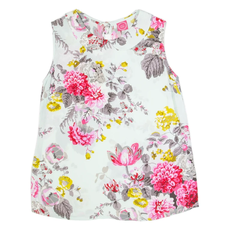 JOULES Womens Printed Vest Cream Collared Sleeveless Floral UK 12