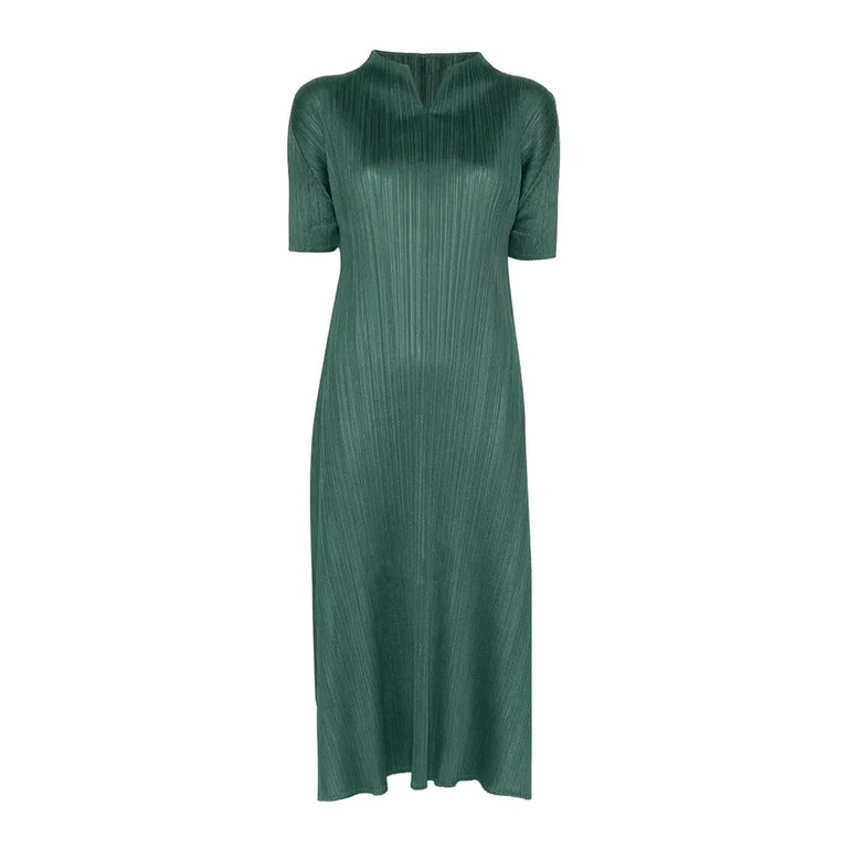 Pleats Please Issey Miyake Robe Au Genou - Vert (PP66JH13667DARK)