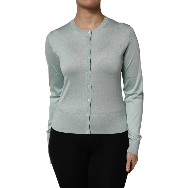 Dolce & Gabbana Light Green Silk Button Down Cardigan Sweater Clothing - Women