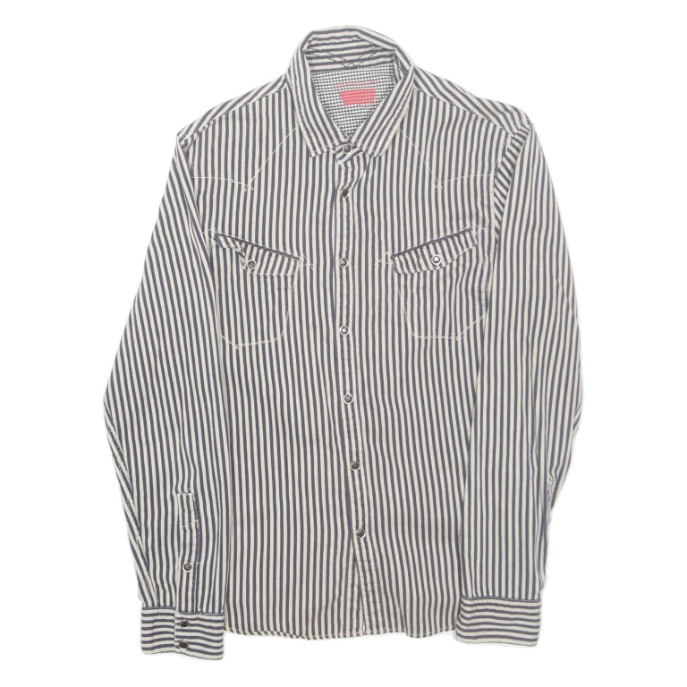 LEVI'S Mens Shirt Black Striped Long Sleeve M