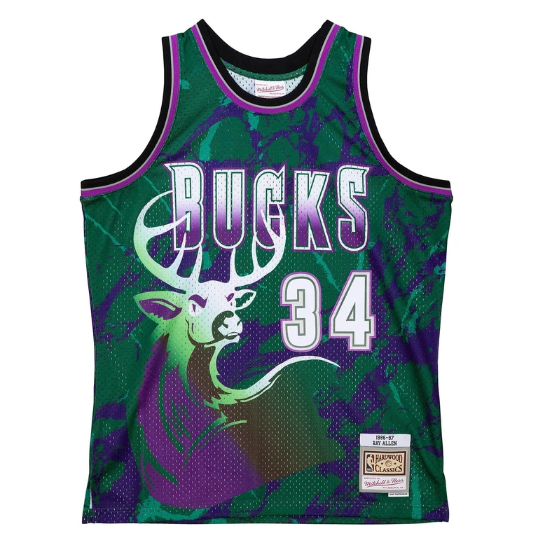 NBA Team Marble Swingman Jersey Milwaukee Bucks 1996 Ray Allen