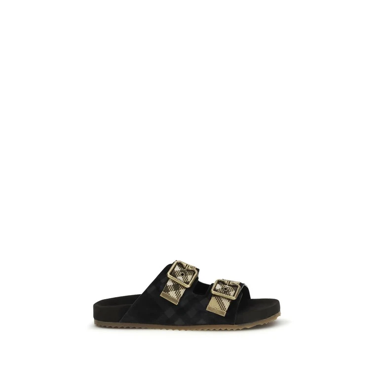 Burberry Black Calf Leather Bos Taurus Strap-On Sandals - Women