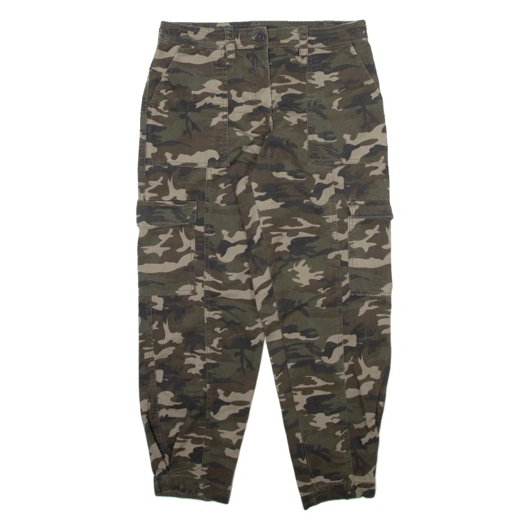 AMISU Camo Cargo Womens Trousers Green Relaxed Tapered W30 L26