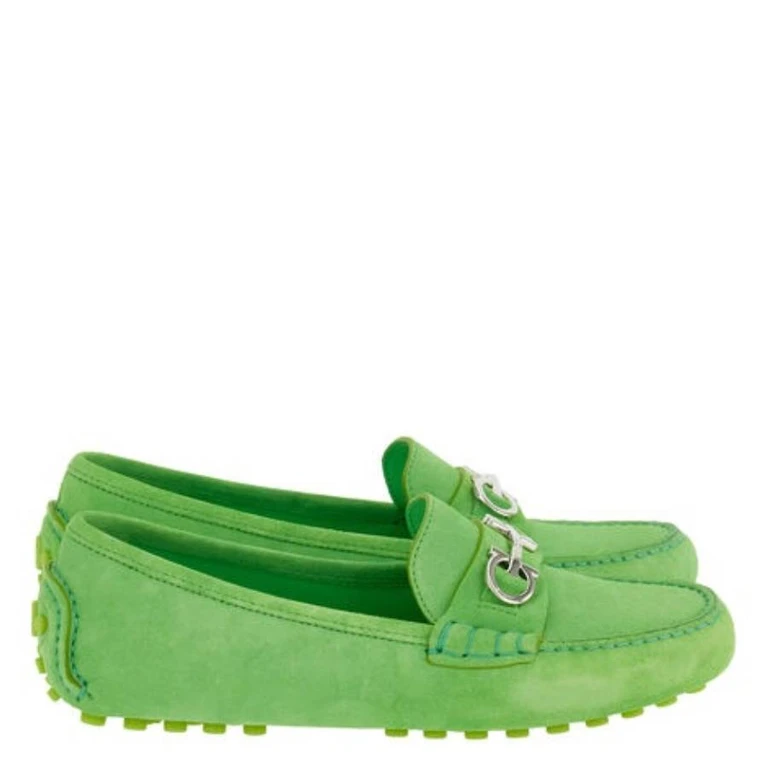 Ferragamo Crosta Gancini Ornament Driver, Size 7 C