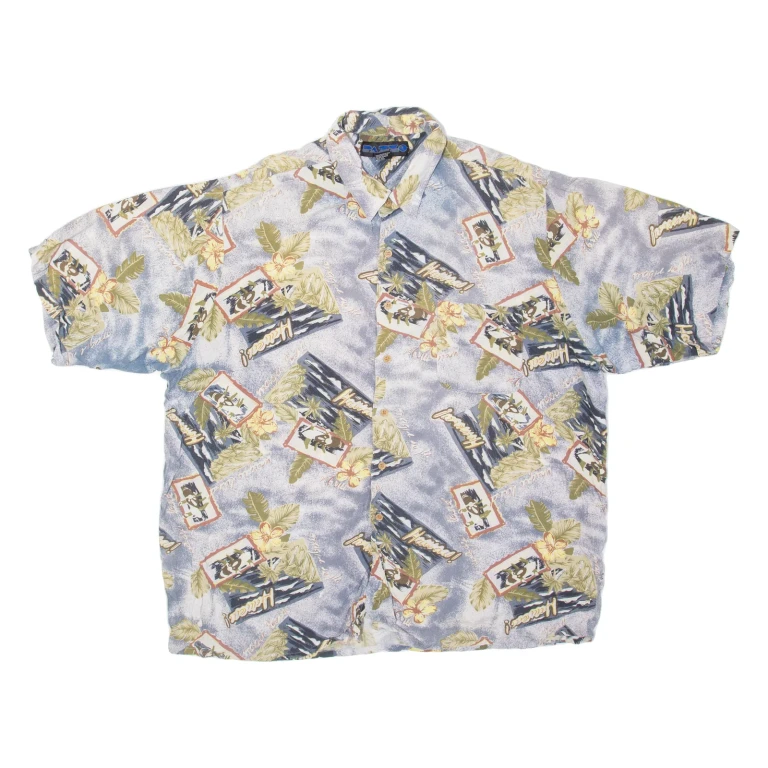 PAZZO Mens Hawaiian Shirt Blue Floral XL