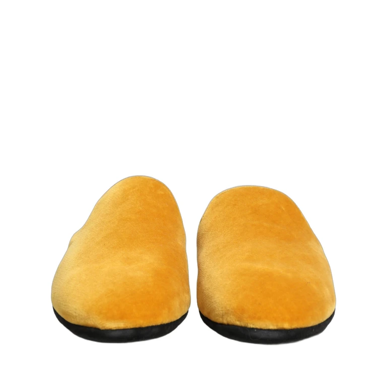 Dolce & Gabbana Yellow Suede Slides Flat Slipper Men Shoes Capra (suede) - Men