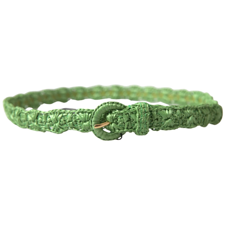 Dolce & Gabbana Green Viscose Weaved Skinny Waist Belt - Women