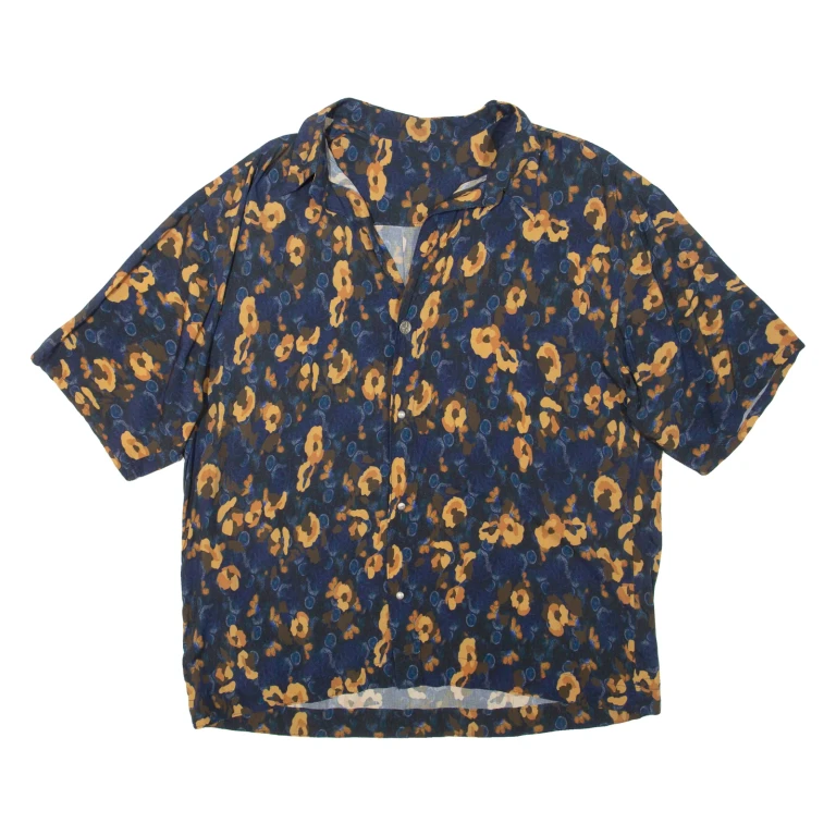 Womens Printed Shirt Blue V-Neck Floral L