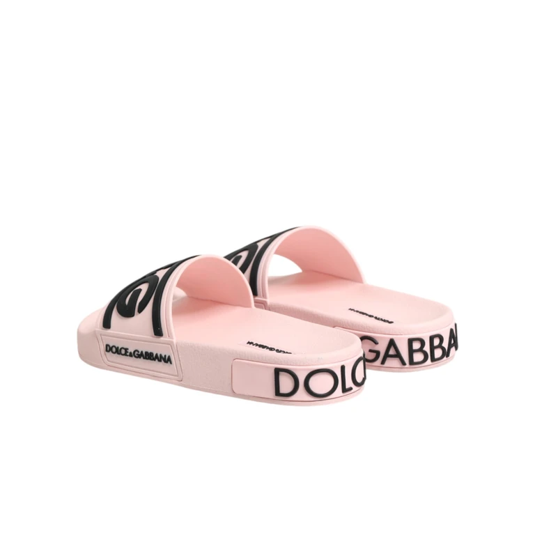 Dolce & Gabbana Pink Rubber Slides Sandals Beachwear Shoes - Women