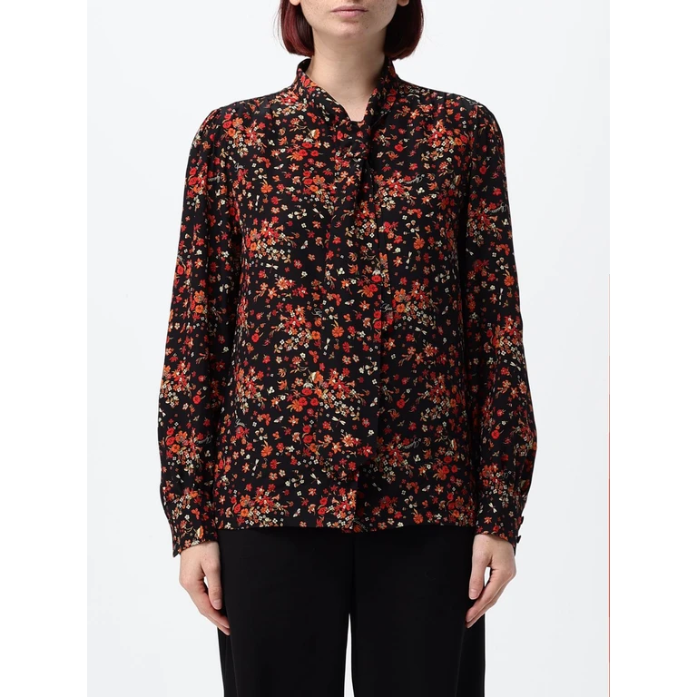 Floral-Print Silk Shirt with Pussy-Bow Collar (865102ZAU231072)