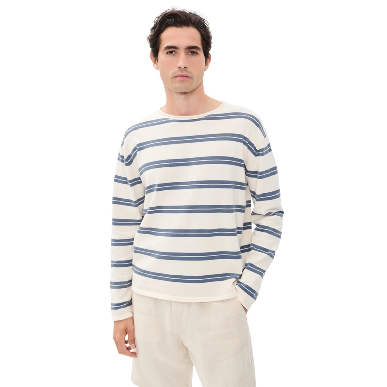 NN07 Sailor Striped Cotton Sweater Ivory L