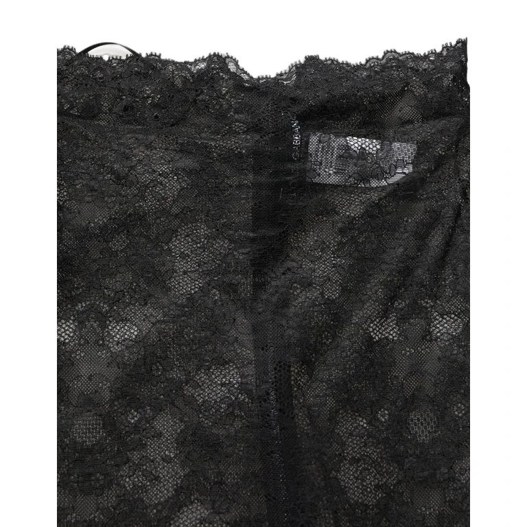 Black Floral Lace High Waist Kneelength Skirt Viscose Nylon Elastane - Women