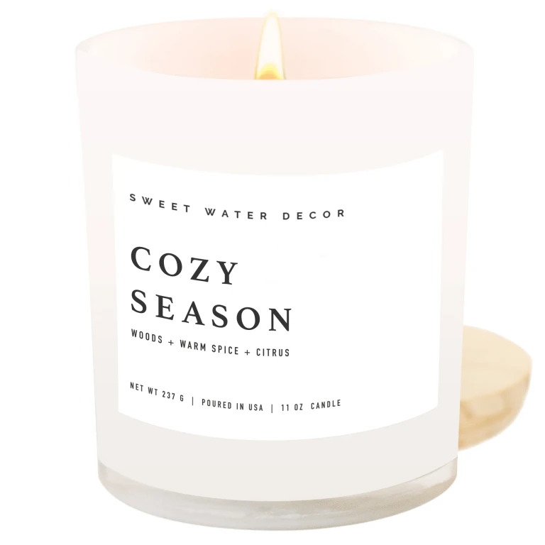 Cozy Season Soy Candle - White Jar - 11 oz