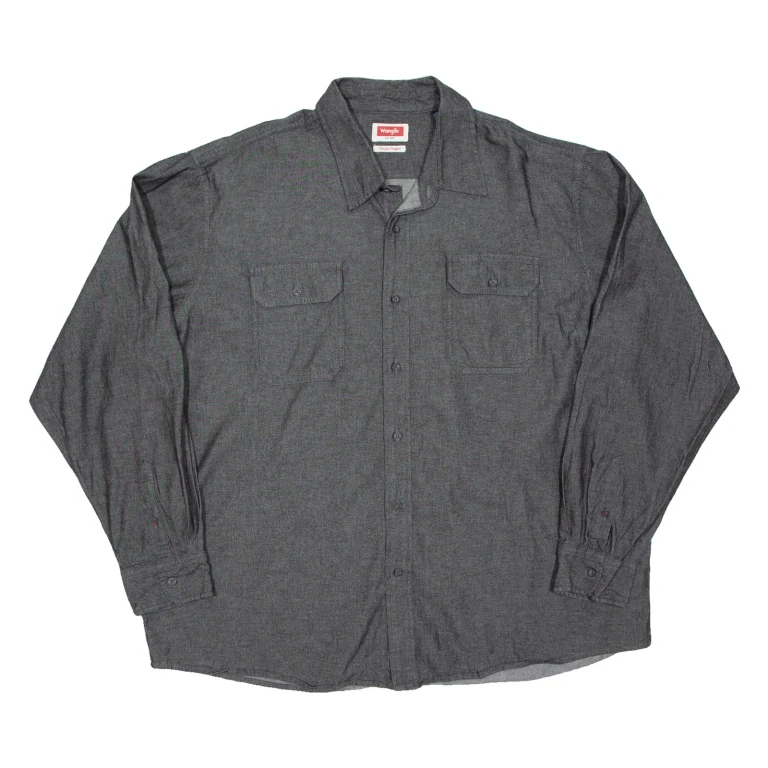 WRANGLER Mens Worker Shirt Grey Long Sleeve 2XL
