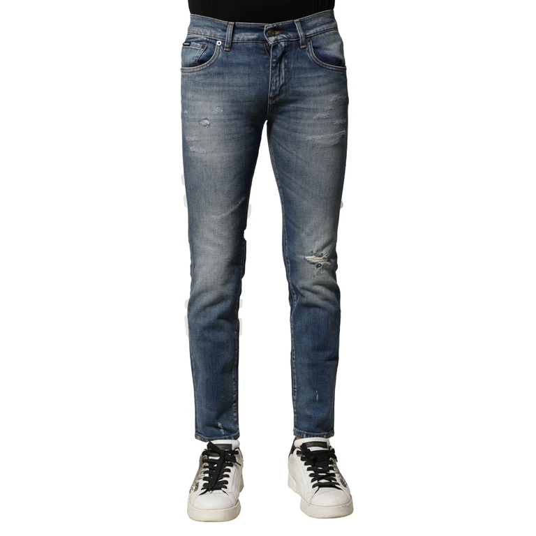 Dolce & Gabbana Blue Washed Cotton Slim Fit Men Denim Jeans Elastane Clothing - Men