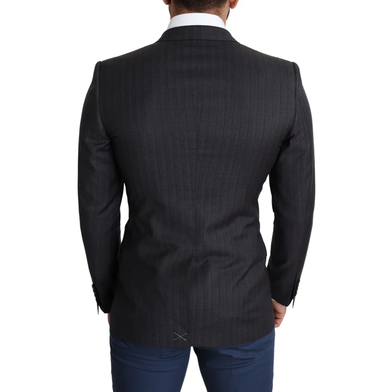 Dolce & Gabbana Black Wool Single Breasted Coat Martini Blazer Virgin Clothing - Men