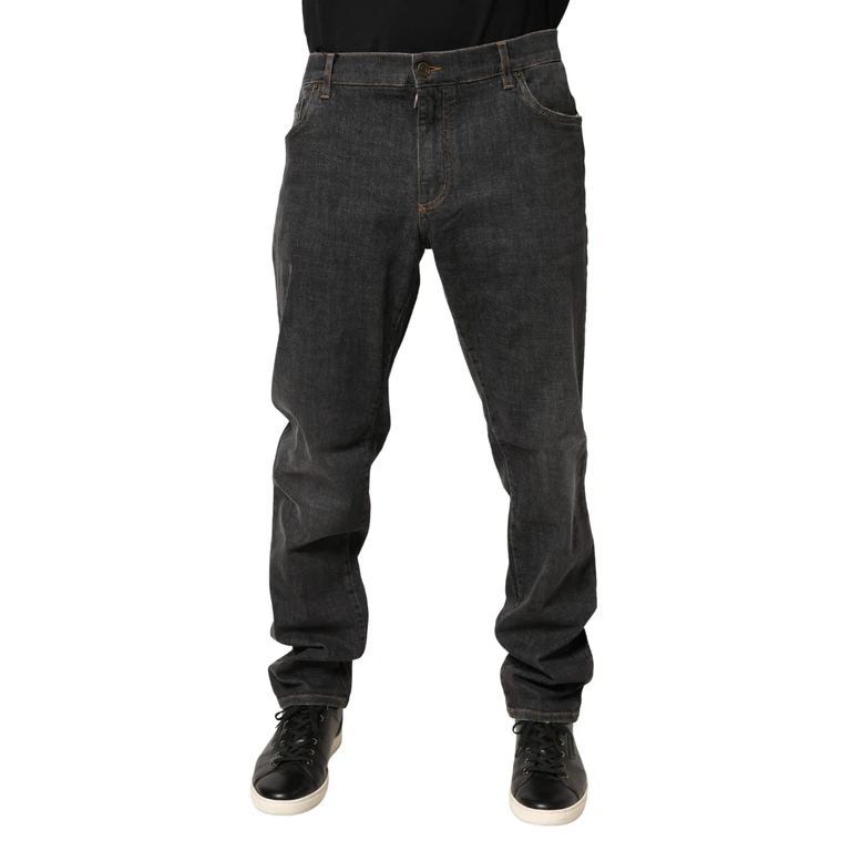 Dolce & Gabbana Dark Gray Slim Fit Cotton Men Denim Jeans Elastane Clothing - Men