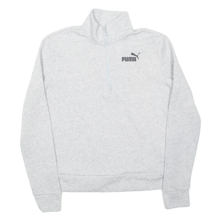 PUMA Womens Sweatshirt Grey 1/4 Zip XXS