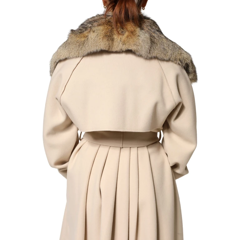 Dolce & Gabbana Brown Fur Shoulder Collar Neck Wrap Scarf - Women