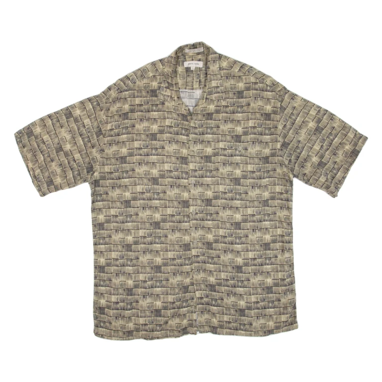 PIERRE CARDIN Mens Hawaiian Shirt Green Crazy Pattern L