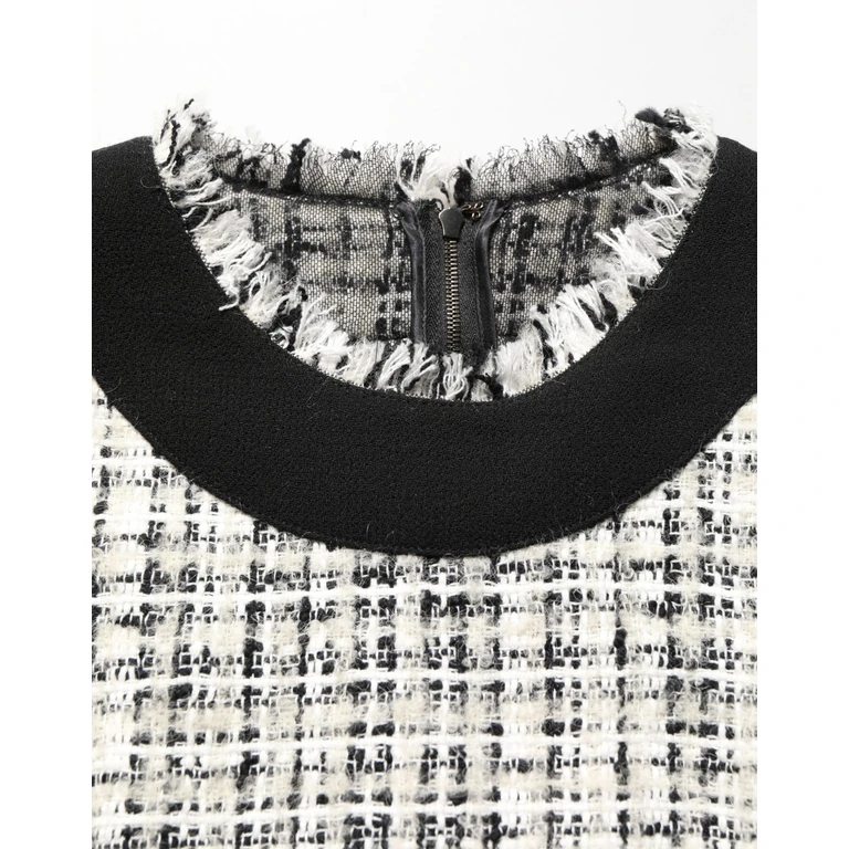Dolce & Gabbana Black White Tweed Sheath A-Line Midi Dress And - Women