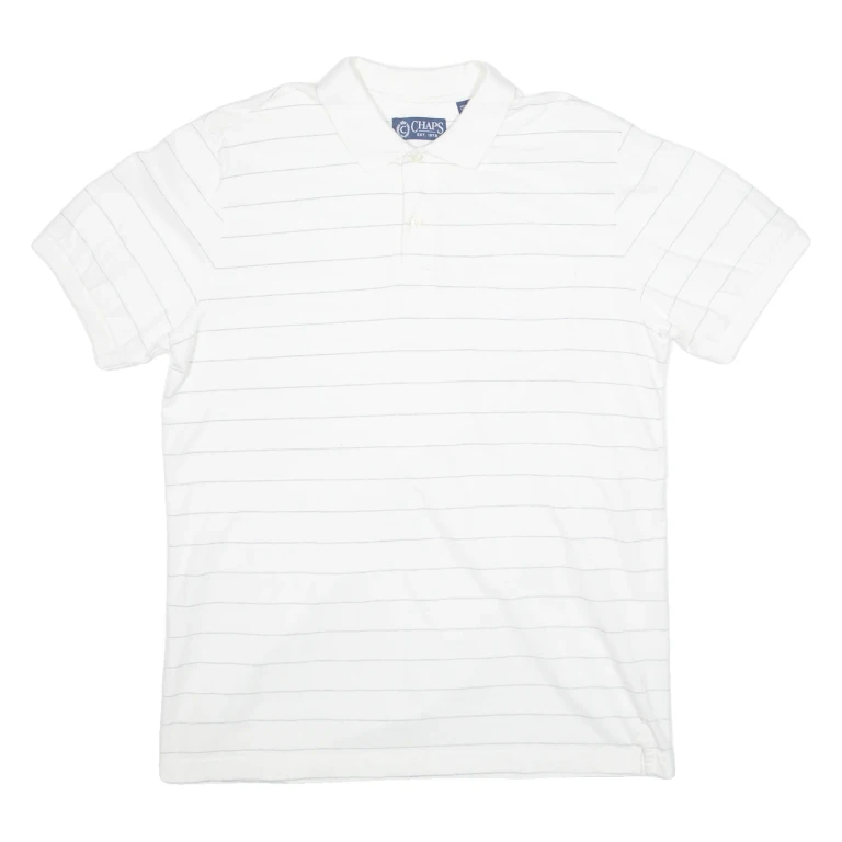 CHAPS Mens Polo Shirt White Striped L