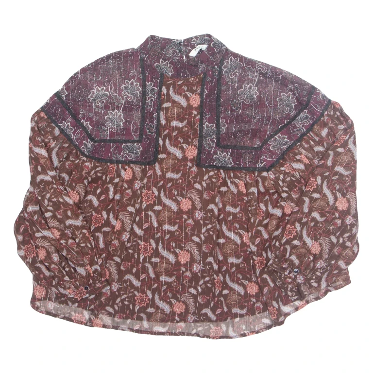 ZARA Womens Printed Top Maroon Long Sleeve Paisley S