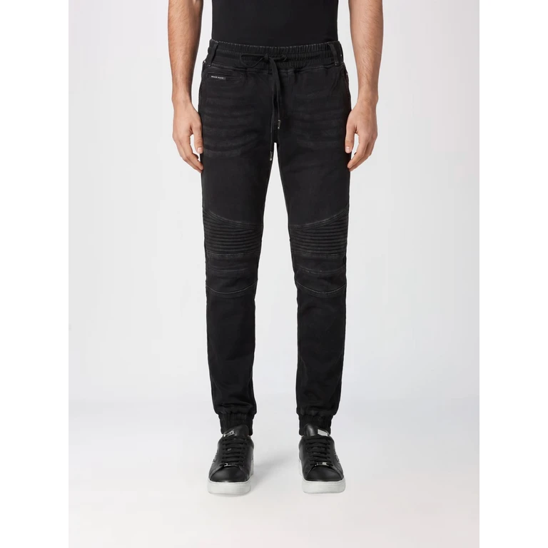 Slim Fit Skinny Jeans in Cotton Denim with Drawstring Waist (LABCMDT3886PDE004N02ED)
