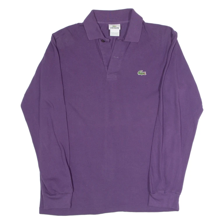 LACOSTE Mens Polo Shirt Purple Long Sleeve S
