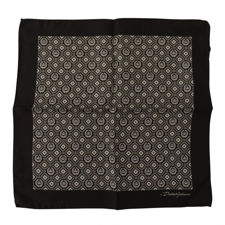 Dolce & Gabbana Black Patterned Dg Logo Square Handkerchief Scarf Silk - Men