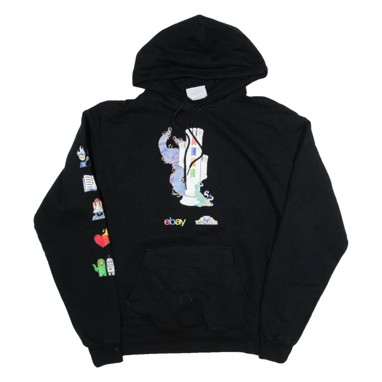 CHAMPION Mens Black Hoodie L