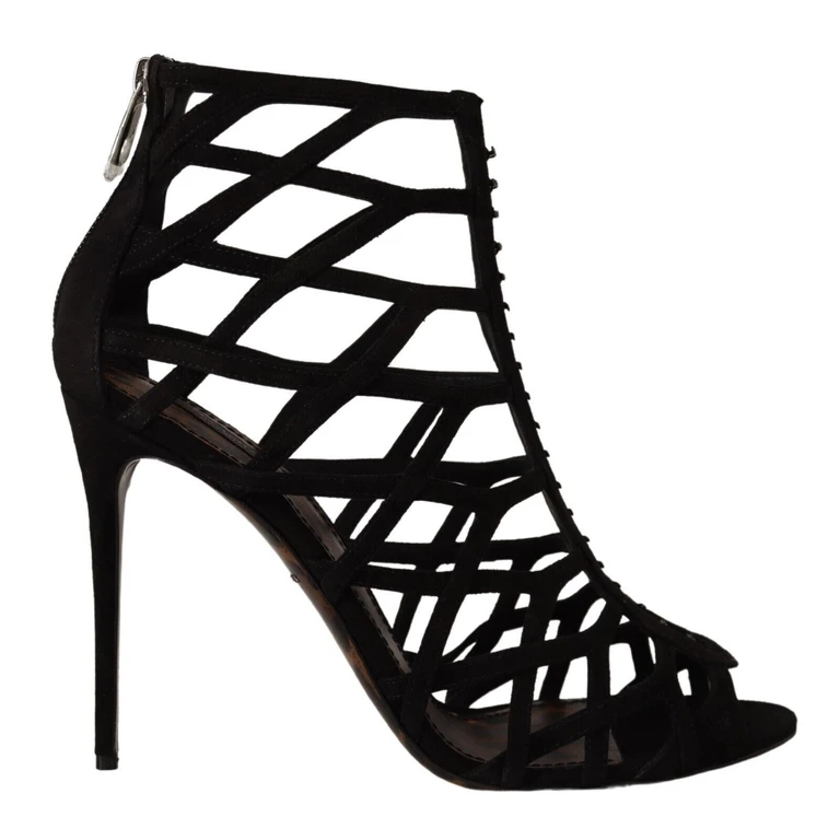 Dolce & Gabbana Black Suede Stiletto Heels Bette Sandals Shoes Leather - Women
