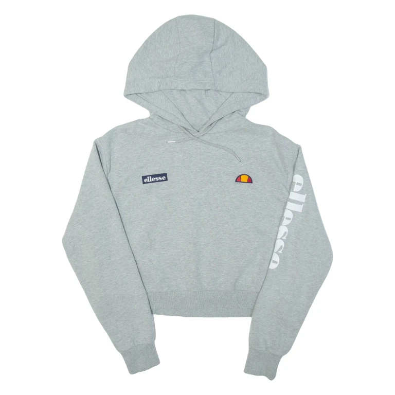 ELLESSE Cropped Womens Grey Hoodie UK 12